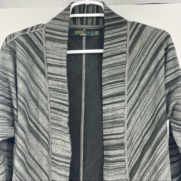 PRANA PARADISO CARDIGAN OPEN FRONT SWEATER HEATHER GRAY AND BLACK SMALL - Picture 4 of 8